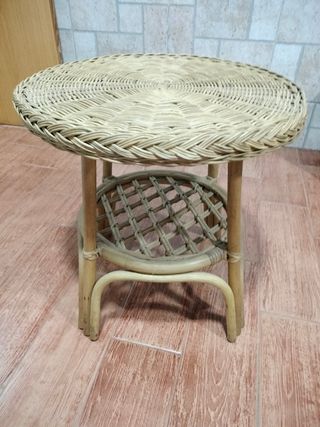 Mesa mimbre - ratán - beige