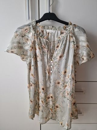 Blusa fiori verde salvia chiaro XS