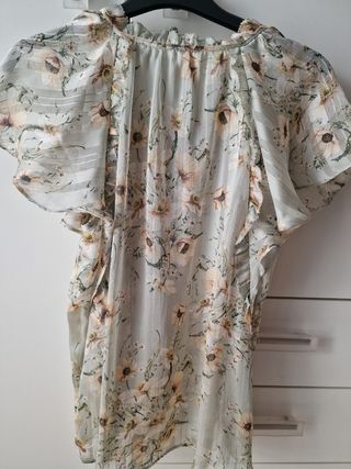 Blusa fiori verde salvia chiaro XS