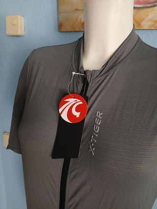 Maillot ciclismo X-Tiger gris mujer