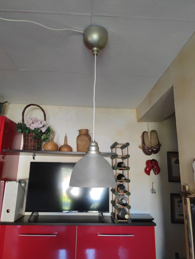 Lámpara techo cristal  y gris metal