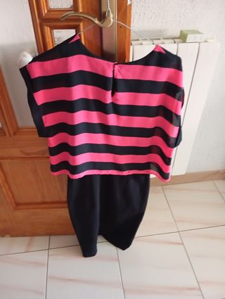 Vestido mini rayas rosa-negro