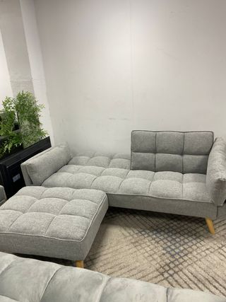 SOFA CAMA CLICK CLACK + PUFF NUEVO GRIS 