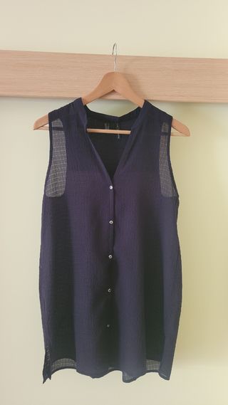 Camisa Mango azul marino sin mangas