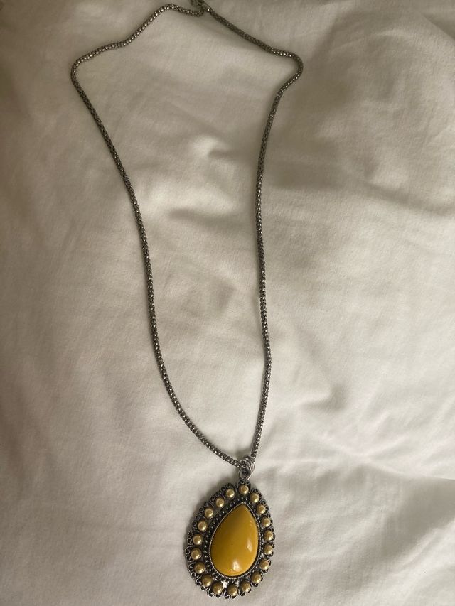 Collar Plata con Colgante Amarillo