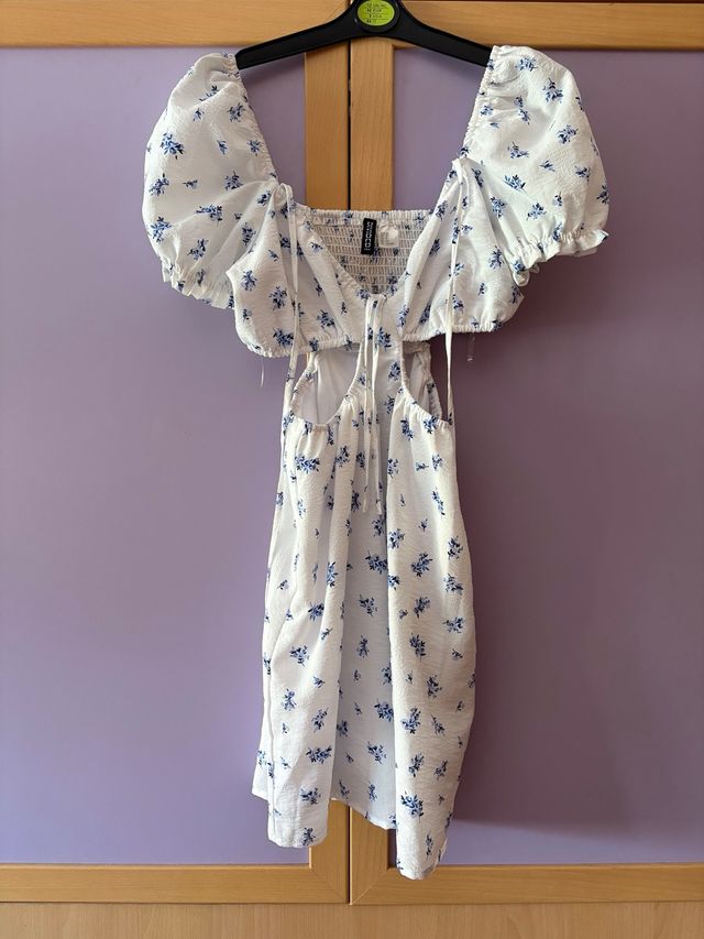 Vestido flores - Blanco y azul