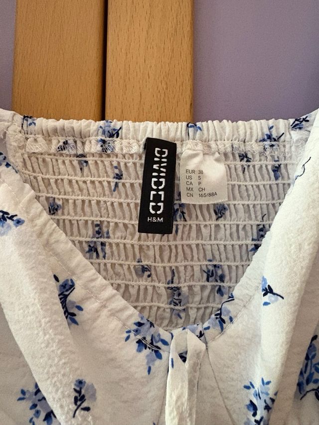 Vestido flores - Blanco y azul