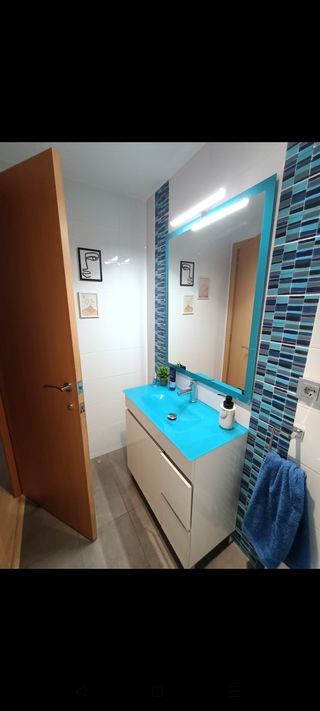 Mueble baño - lavabo + espejo - espacio reducido