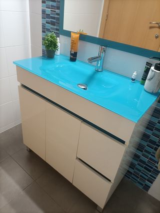 Mueble baño - lavabo + espejo - espacio reducido