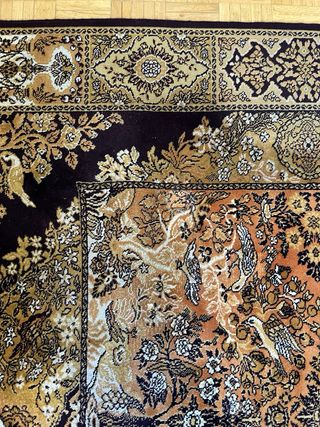 Alfombra oriental - Lana, negro y dorado