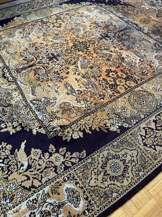 Alfombra oriental - Lana, negro y dorado