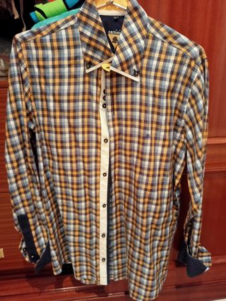 Camisa cuadros azul, marrón