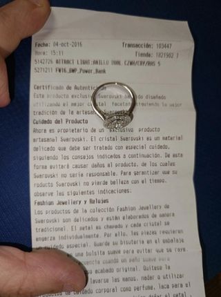 Anillo Swarovski Atract Light 