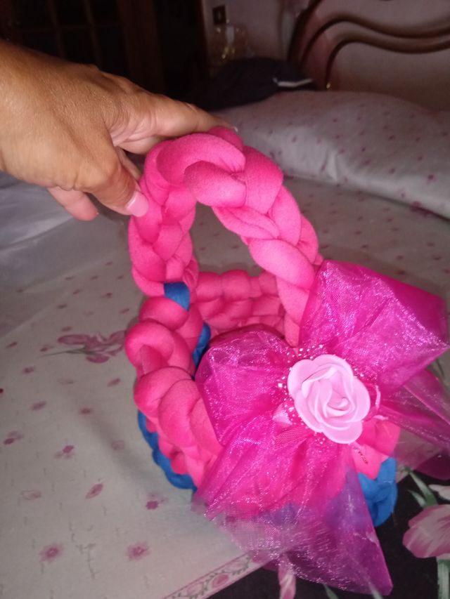 Mini bag a mano blu e fucsia