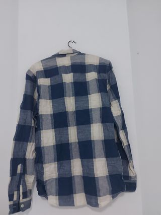 Camisa cuadros hombre azul-blanco