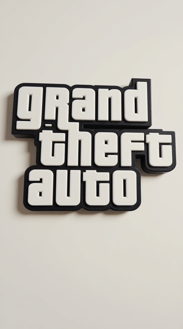 Logo GTA 3D: Impresión 3D PLA