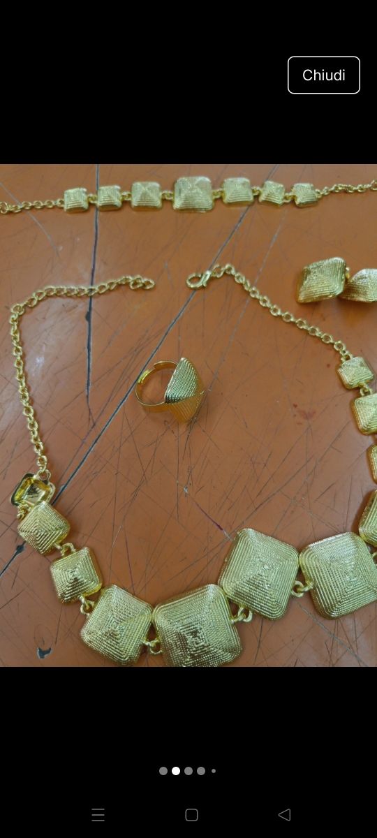 Parure oro | Collana, braccialetto e anelli