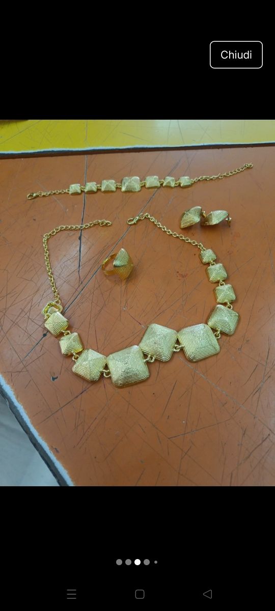 Parure oro | Collana, braccialetto e anelli