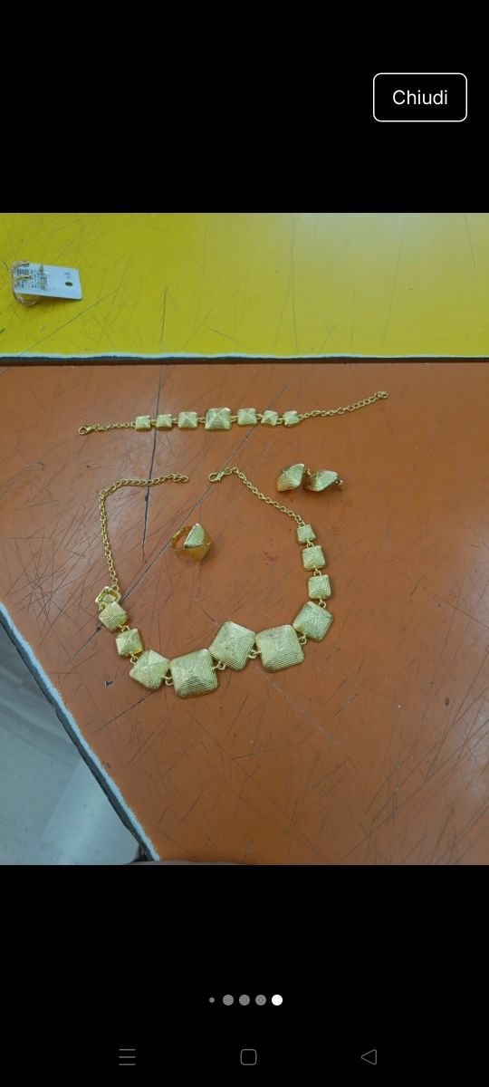 Parure oro | Collana, braccialetto e anelli