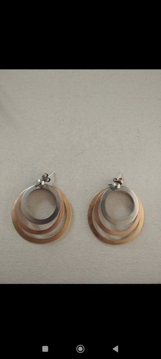 Pendientes 3 aros oro plata