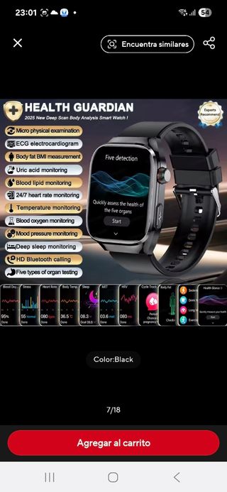 Smartwatch, compatible samsung y Iphone