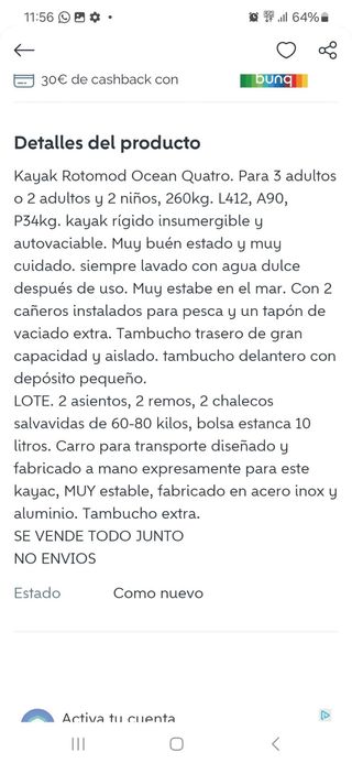 Kayak Rotomod Ocean Quatro - 3 adultos