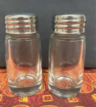 Set da condimento vintage vetro acciaio