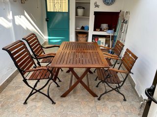 Mesa+sillas Teka-Forja. Jardín