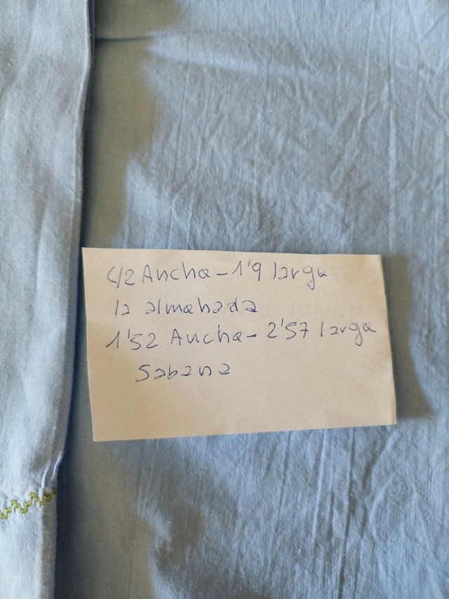 Sábana antigua bordada - Algodón azul