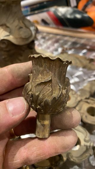 Piezas lámpara bronce antigua