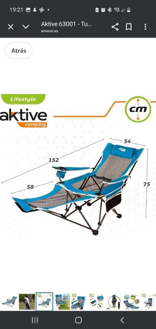 2 Sillas camping plegables azules