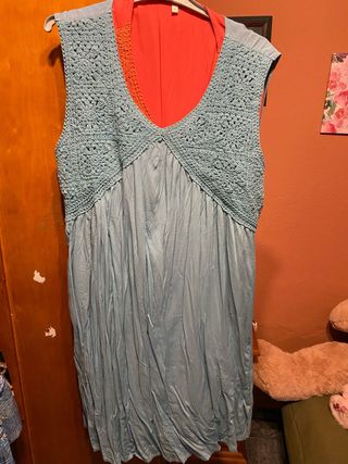 Vestido crochet azul 