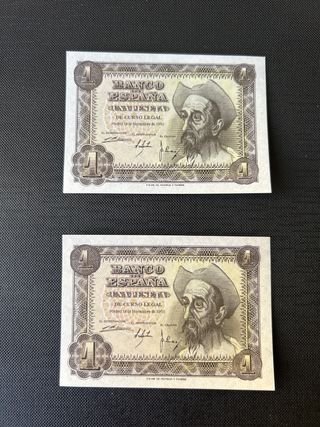 2 Billetes 1 Peseta España 1951
