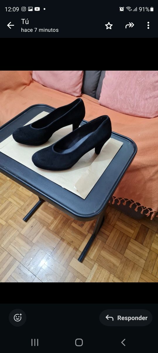 Zapatos de salón señora. Piel. Ante.