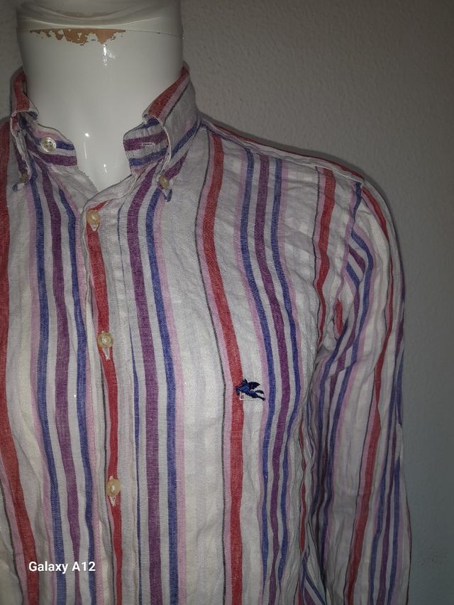 Camisa ETRO de lino multicolor a rayas.