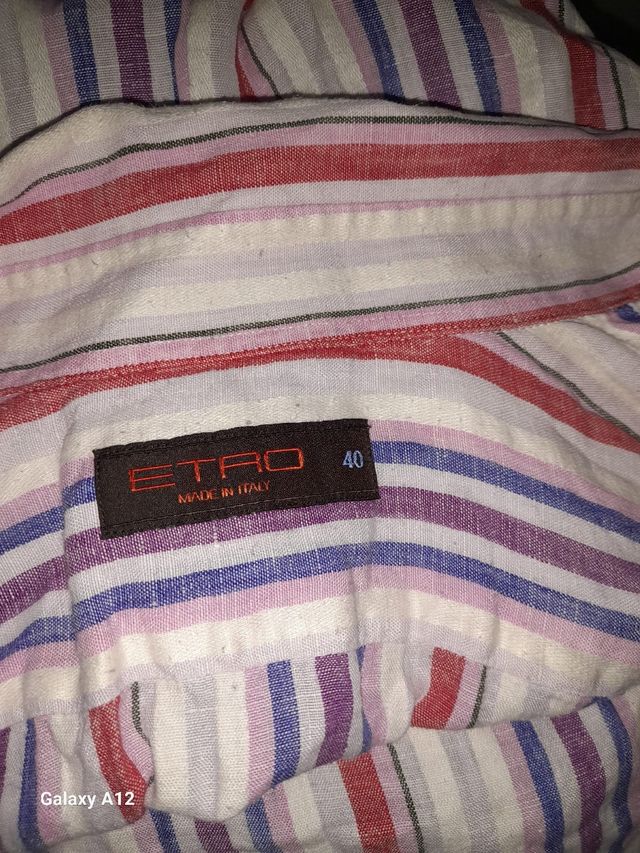 Camisa ETRO de lino multicolor a rayas.