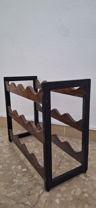 Botellero vino - Madera y metal