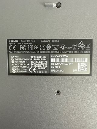 Portátil ASUS Gris - Core i7 (model F515EA) 15,6”