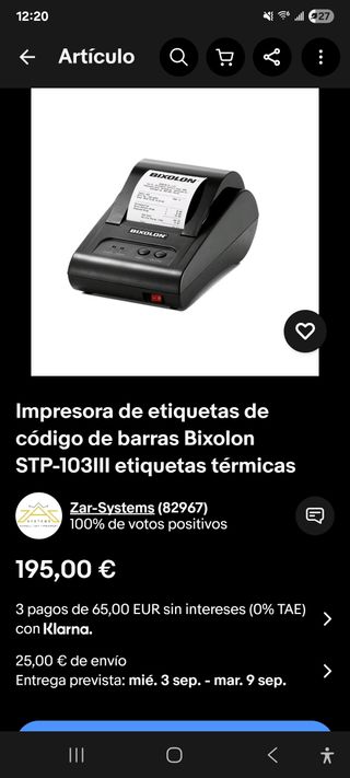 Impresora tickets Bixolon STP-103IIG A ESTRENAR
