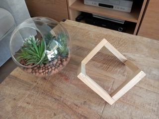 Terrario de cristal con plantas artificiales