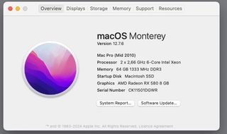 Mac Pro 5.1 (mid 2010) 12 core/64GB RAM/RX580 8GB