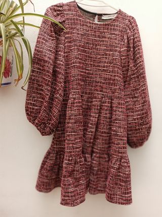 Vestido Mango - burdeos y marrón