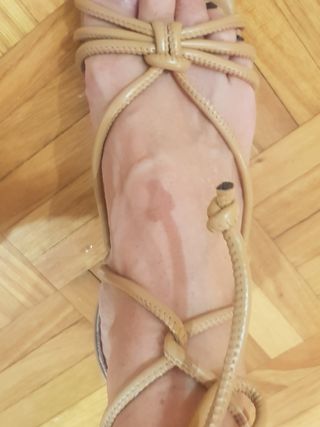 Sandalias tacón beige - talla 37