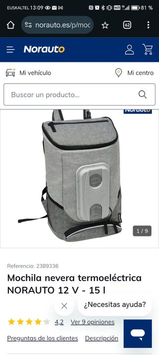 Mochila nevera Norauto 12V - 15L