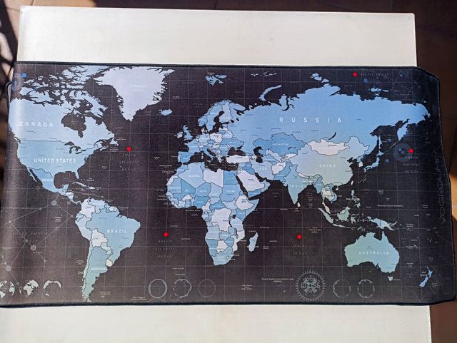 Alfombrilla gaming XXL mapa mundo