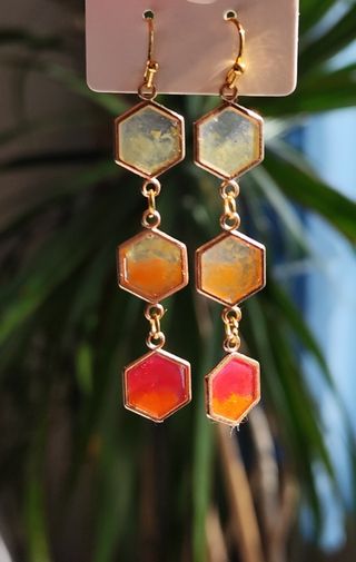 Pendientes largos hexagonales