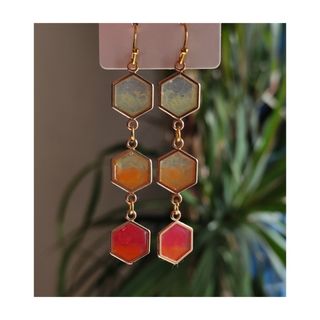 Pendientes largos hexagonales