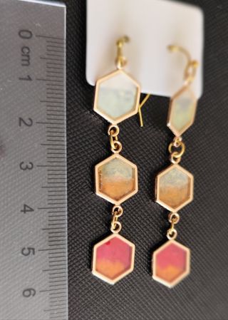 Pendientes largos hexagonales