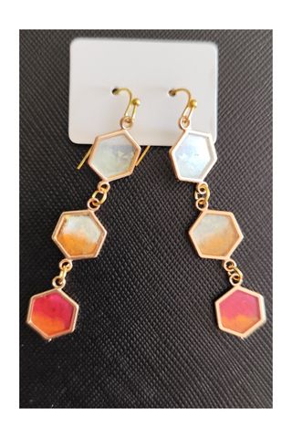Pendientes largos hexagonales