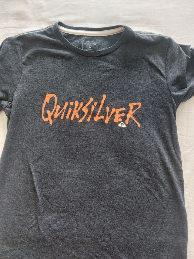 Camiseta Quiksilver niño gris-naranja talla 12